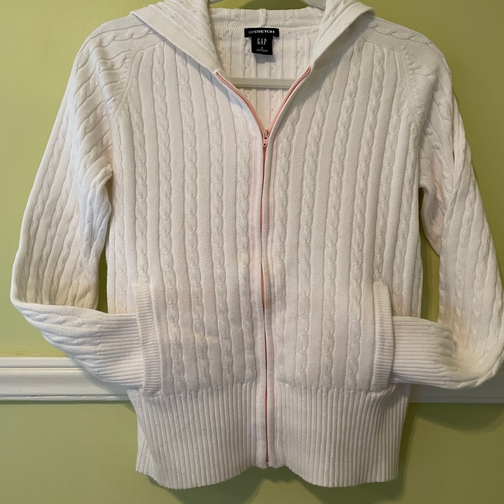 COPY - Gap white zipper hooded sweater S
